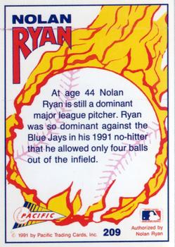 1992 Pacific Nolan Ryan Texas Express II #209 Nolan Ryan Back