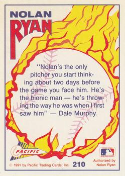 1992 Pacific Nolan Ryan Texas Express II #210 Nolan Ryan Back