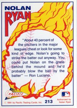 1992 Pacific Nolan Ryan Texas Express II #213 Nolan Ryan Back