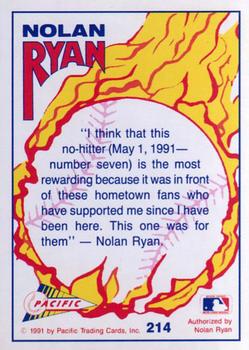 1992 Pacific Nolan Ryan Texas Express II #214 This One was for Them Back