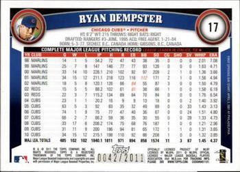 2011 Topps Opening Day - Blue #17 Ryan Dempster Back