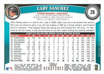 2011 Topps Opening Day - Blue #26 Gaby Sanchez Back