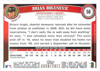 2011 Topps Opening Day - Blue #56 Brian Bogusevic Back