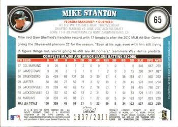 2011 Topps Opening Day - Blue #65 Mike Stanton Back