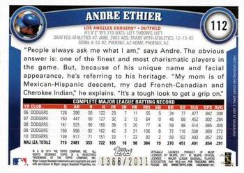 2011 Topps Opening Day - Blue #112 Andre Ethier Back