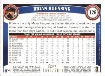 2011 Topps Opening Day - Blue #126 Brian Duensing Back