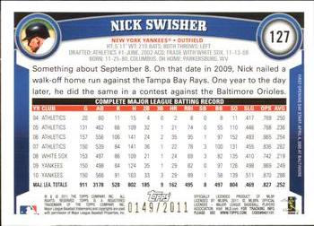 2011 Topps Opening Day - Blue #127 Nick Swisher Back