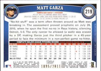 2011 Topps Opening Day - Blue #219 Matt Garza Back