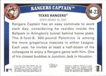 2011 Topps Opening Day - Mascots #M-23 Rangers Captain Back