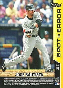 2011 Topps Opening Day - Spot the Error #3 Jose Bautista Back