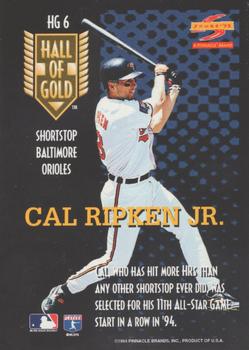 1995 Score - Hall of Gold #HG6 Cal Ripken Jr. Back