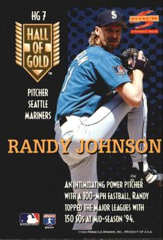 1995 Score - Hall of Gold #HG7 Randy Johnson Back