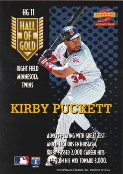 1995 Score - Hall of Gold #HG11 Kirby Puckett Back
