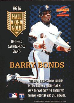 1995 Score - Hall of Gold #HG16 Barry Bonds Back