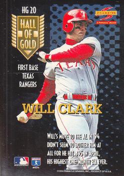1995 Score - Hall of Gold #HG20 Will Clark Back