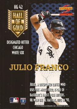1995 Score - Hall of Gold #HG42 Julio Franco Back