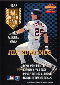 1995 Score - Hall of Gold #HG52 Jim Edmonds Back