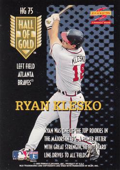 1995 Score - Hall of Gold #HG75 Ryan Klesko Back