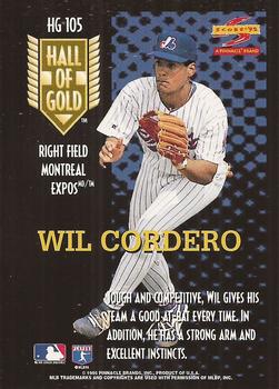1995 Score - Hall of Gold #HG105 Wil Cordero Back
