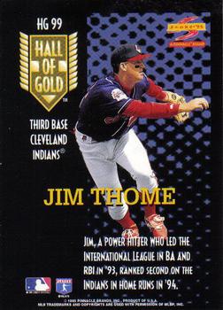 1995 Score - Hall of Gold #HG99 Jim Thome Back