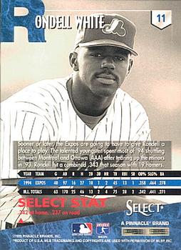 1995 Select #11 Rondell White Back