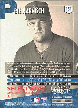 1995 Select #151 Pete Harnisch Back