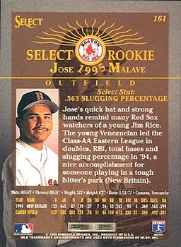 1995 Select #161 Jose Malave Back
