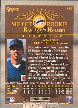 1995 Select #179 Ray Holbert Back