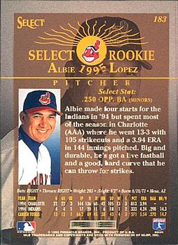 1995 Select #183 Albie Lopez Back