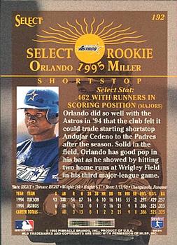 1995 Select #192 Orlando Miller Back