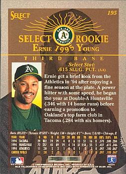 1995 Select #195 Ernie Young Back