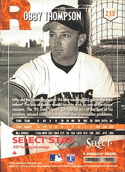 1995 Select #213 Robby Thompson Back