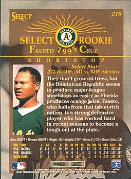 1995 Select #216 Fausto Cruz Back