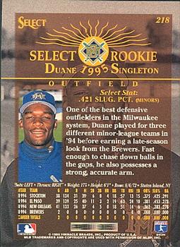 1995 Select #218 Duane Singleton Back