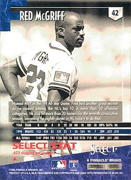 1995 Select #42 Fred McGriff Back