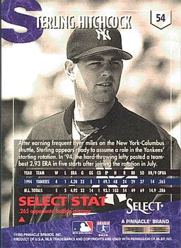 1995 Select #54 Sterling Hitchcock Back
