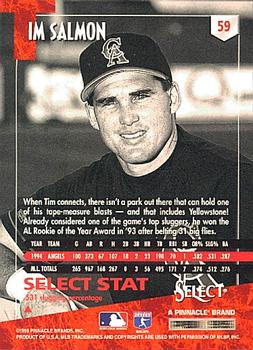1995 Select #59 Tim Salmon Back