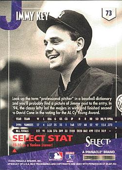 1995 Select #73 Jimmy Key Back