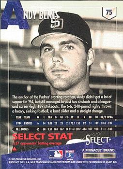 1995 Select #75 Andy Benes Back