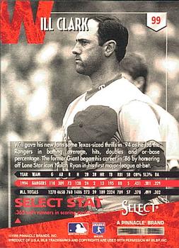 1995 Select #99 Will Clark Back