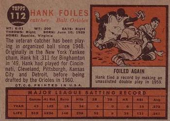 1962 Topps #112 Hank Foiles Back
