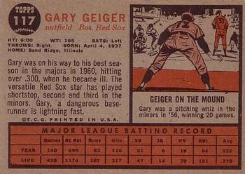 1962 Topps #117 Gary Geiger Back