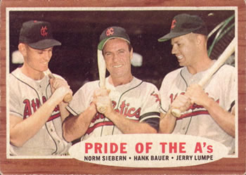 1962 Topps #127 Pride of the A's (Norm Siebern / Hank Bauer / Jerry Lumpe) Front