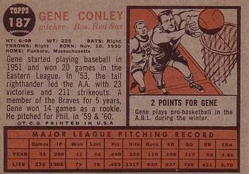 1962 Topps #187 Gene Conley Back