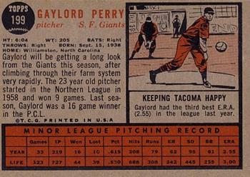 1962 Topps #199 Gaylord Perry Back