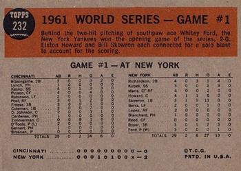 1962 Topps #232 World Series Game #1 - Yanks Win Opener Back