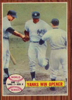 1962 Topps #232 World Series Game #1 - Yanks Win Opener Front