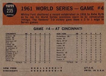 1962 Topps #235 World Series Game #4 - Ford Sets New Mark Back