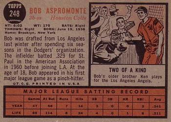 1962 Topps #248 Bob Aspromonte Back