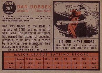 1962 Topps #267 Dan Dobbek Back